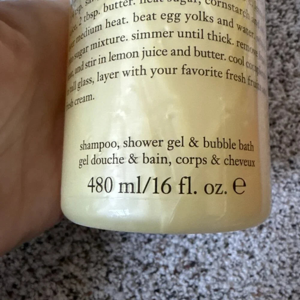 New Philosophy Lemon Custard 3 In 1 Shampoo Shower Gel & Bubble Bath 16 Oz